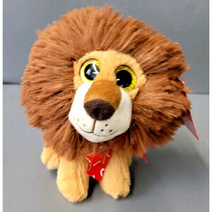 Toms Toys International Lion Plush Toy Big Head Sparkle Eyes Small 6" Brown New